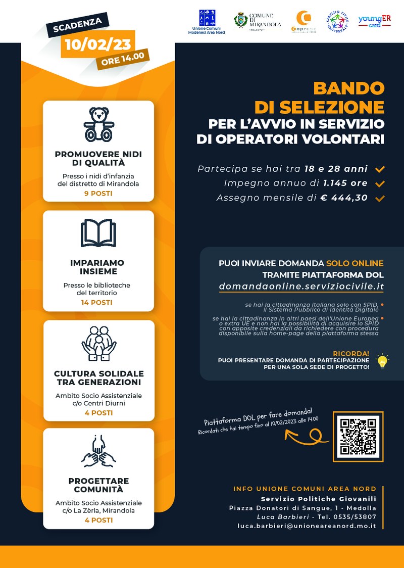 Bando di selezione per l'avvio in servizio di operatori volontari