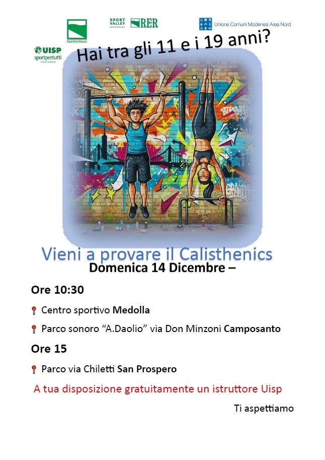 Street Sport: una giornata dedicata al Calisthenics nei Comuni dell’Area Nord
