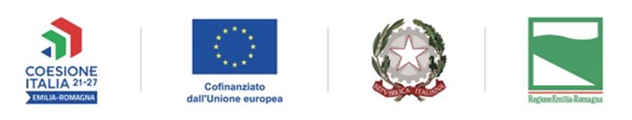 Loghi enti finanziatori: Coesione Italia 21-27 Emilia Romagna, Unione Europea, Fondo Sociale Europeo Plus-FSE+ così l'Europa investe sulle persone